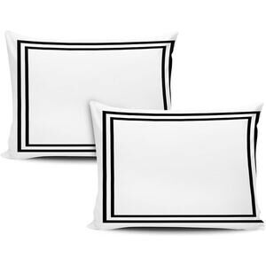 Z Gallerie Omni BLack Border Cotton Standard Pillowcase 21x31 Set of 2 White